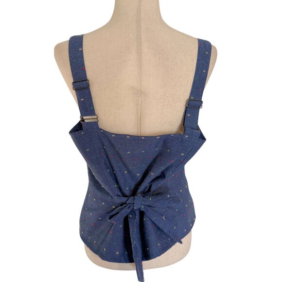 Modcloth Size Large Blue Button Front Tank Top Colorful Polka Dots Swiss Dots - Picture 2 of 11